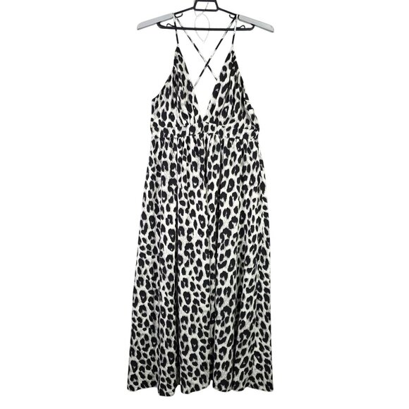 Womens Shein Curve Black & White Leopard Print Maxi Dress Crossback Size XXL - Picture 1 of 9